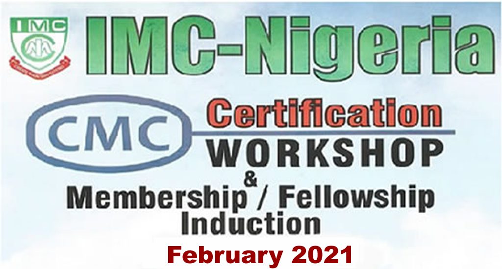 Invitation To Imc Fellowship And Cmc Certification Workshop February 2021 Institute Of Management Consultants Nigeria